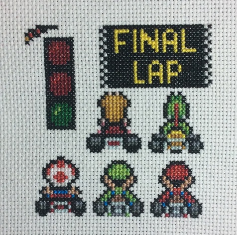 Cross stitch Super Mario Kart sampler