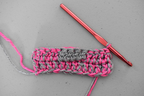 Row two grey stitches